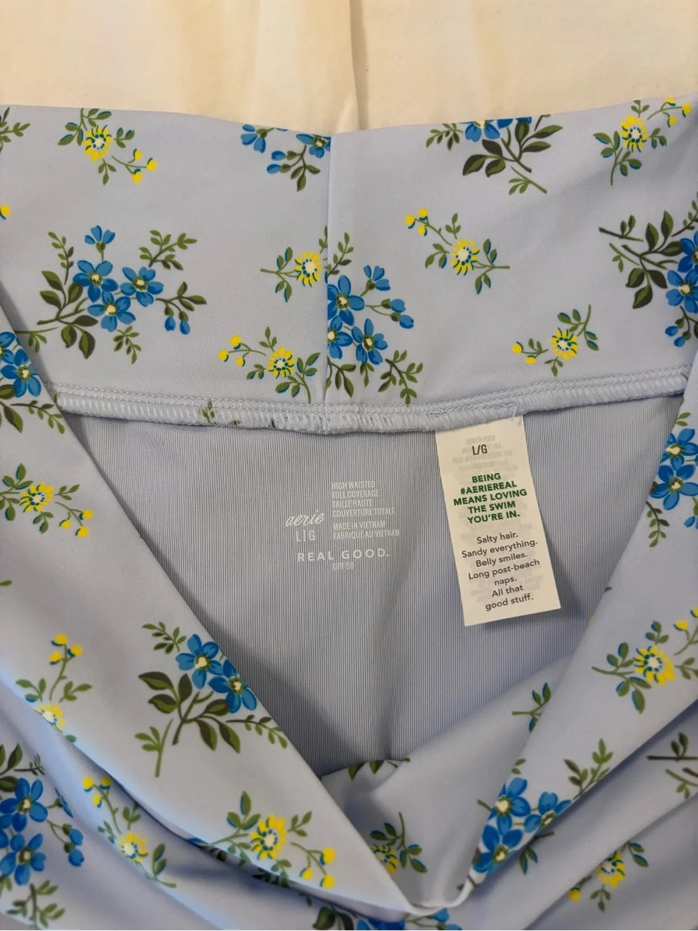 aerie Light Blue Floral High-Waist Bikini Bottoms